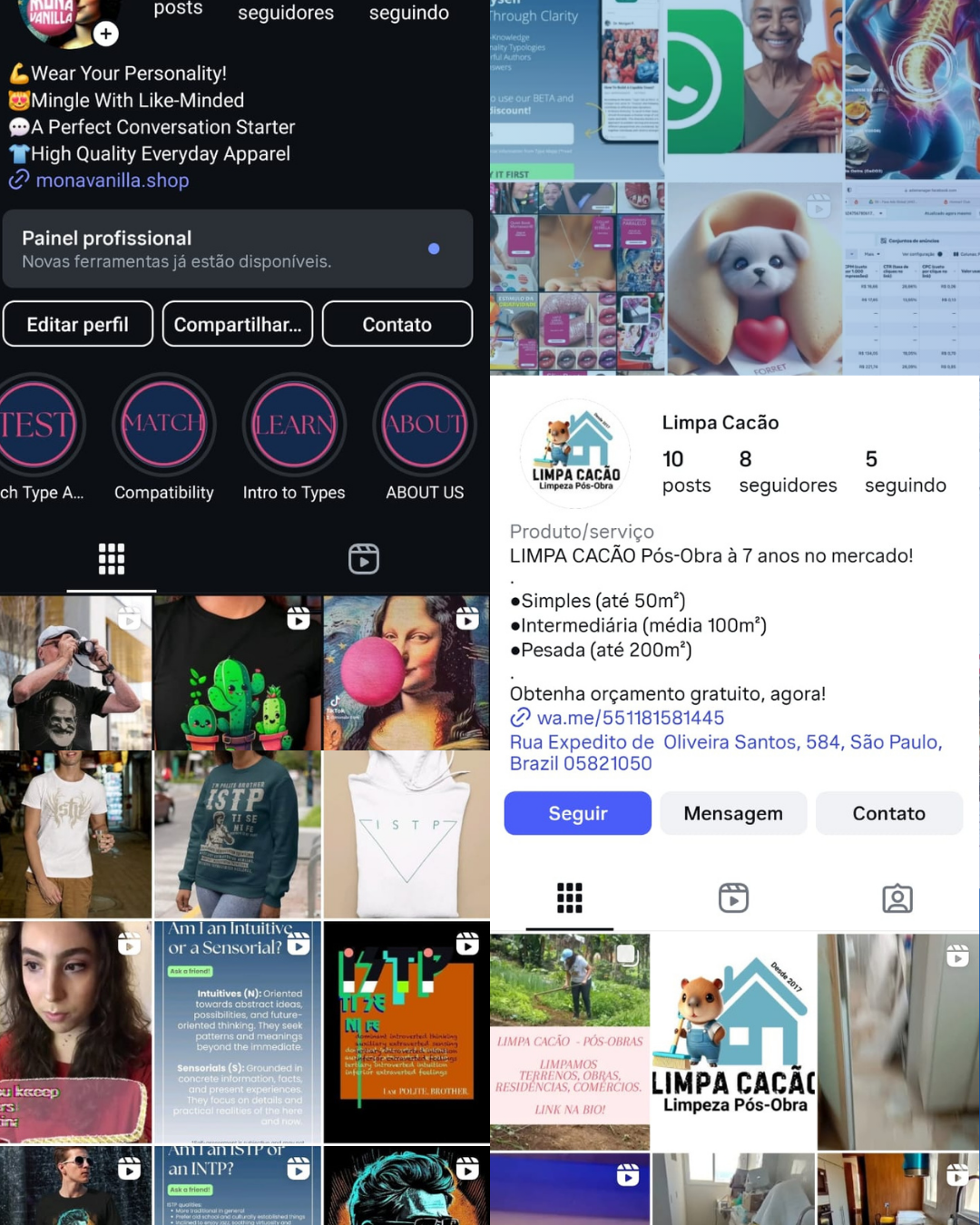 Exemplos de gestão de redes sociais e conteúdo - Limpa Cacão