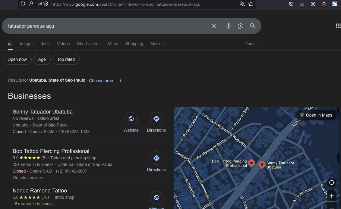 Exemplo de otimização do Google Meu Negócio - Busca