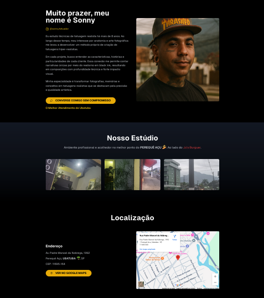 Exemplo de website profissional - Sonny Tatuador Studio