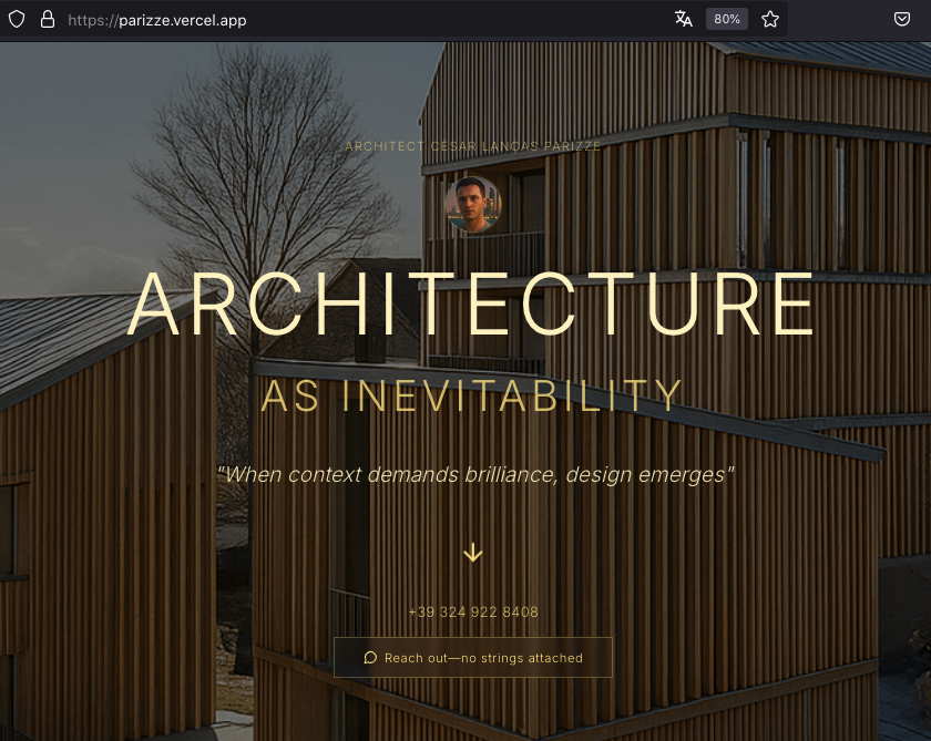 Exemplo de website profissional - Arquitetura