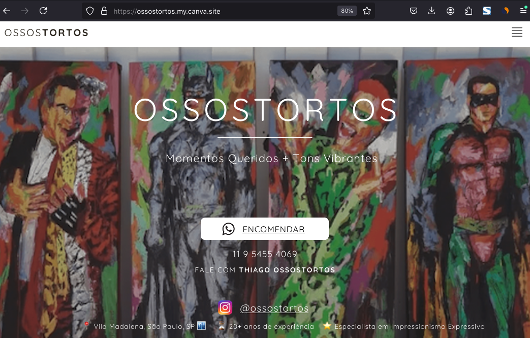 Exemplo de website profissional - Ossortortos Arte